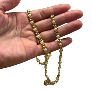 Dainty Pearl and Gold Necklace, 22”